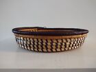Oval Hand Woven Basket Tribal Design Cream  Brown   Black
