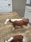 Schleich Simmental Cow   Calf Dairy 2008 Farm Figures Brown   White