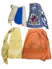 Lot Of 4 Vintage Embroidered 2 Gingham Half Apron  2 Floral  Colorful  Pocket