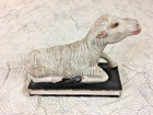 Ooak Antique Carved 18th Century Polychrome Wooden Lamb Of God On Bible