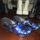 Dansko Professional Women s Floral Multicolor black Patent Leather Clogs Sz 7 5