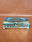 Vintage Fricke   Nacke Western Germany Blue gold Knights Bank Tin Box