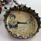 Vintage Hockey And Coca Cola Bottle Cap Charm Pendant Necklace Set Of 2