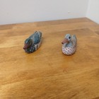 Vintage Miniature Wooden Duck Decoys Pair - Hand Carved Painted Mallard Loon