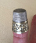 Antique Simons Bros Sterling Silver W gold Band  Thimble Size 10 No Holes Ec