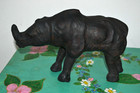 Huge Antique Vintage Victorian Leather Statue Of Rhinoceros