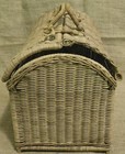 Vintage Boho Chic Woven Wicker Rattan Picnic Sewing Storage Basket W lid Toggles