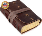 Rustic Leather Journal Notebook     Handmade Vintage Leather Bound Diary     Pocket-