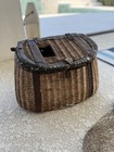 Vintage Antique Woven Wicker Fisherman Creel Basket Fly Fishing With Net