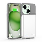 6800mah For Iphone 15 Plus Battery Case Power Bank Charging Charger Cover White