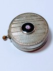 Antique Guilloche Enamel Rose Motiff Compact Mirror Makeup Art Deco Silver Tone