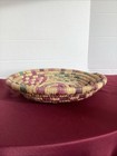 Vintage Hand Woven  Multi Colored Coil Spiral Wicker Bowl Basket  15    Diameter 