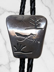 Native American Navajo Roadrunner Overlay Sterling Silver Bolo Tie