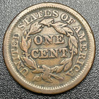 1853 Braided Hair Large Cent      Antique Copper Coin