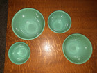Set Of 4 Fire King Jadeite Swirl Mixing Bowls  6   7   8   9 