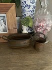 Antique Islamic Turkish  Bronze Mini Container With Handles   Mini Bucket