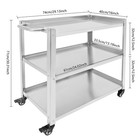 3-shelf Utility Cart Stainless Steel Kitchen Cart Serving Storage Rolling Cart
