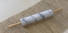 Heavy Real Marble Rolling Pin White   Gray Wood Handles 18  4 Lbs 10oz  W stand
