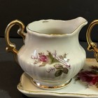 Royal Sealy Japan Individual Creamer Sugar Tray Set Roses Victorian Feminine
