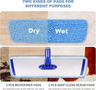 18  Microfiber Mop  Stainless Handle  4 Pads  Wet dry Hardwood Tile