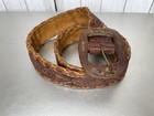 Vintage Leather Hand Made Embossed Woven Brown Belt Size Medium 40in