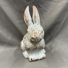 Cast Iron Bunny Rabbit Garden Patio Yard Shelf Sitter Door Stop Home Decor Gray