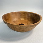 Hand Turned Cherry Wood Bowl Vintage Rustic Farmhouse Centerpiece - Gorgeous