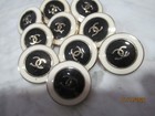 Chanel 10 Buttons Black  White  Gold  Tone Metal Cc   25mm So Pretty Lot 10