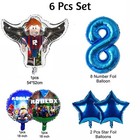 Roblox Balloon 6pcs Set With 8 Number Blue For Birthday Party Decoration