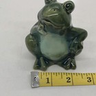 Green Ceramic Sitting Frog Figurine Statue Miniature 3 5 Inches See Crazing