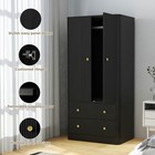 Elegant Wooden 2 Door 2 Drawer Storage Cabinet Freestanding Wardrobe For