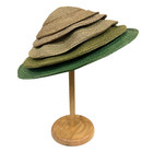 Vintage 1950s Rare John Frederics Ny Green   Beige Tiered Straw Coolie Style Hat