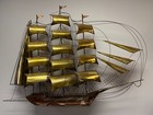 Vintage Large Mod Metal Brass Pirate Ship Wall Sculpture  48  X 34  X 10 