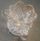 Toothpick Holder Glass Clear Cut Pattern 3 Handles Elegant Small Vintage Antique