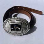 Western Saddle Center Bar Buckle Hand Finished Leather Size 32 Strap 3 4  19mm 