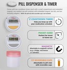 Portable Pill Organizer Dispenser With Timer Cap For Medication  White-gray 