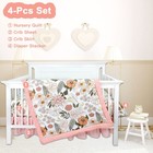 4-piece Crib Bedding Set For Girls  Pink Baby Girl Bedding Set With Super Sof   