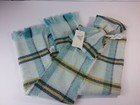 Plaid Scarf Women One Size Blue Green Fringe Soft Cozy Winter Wrap Shawl Lg 77 