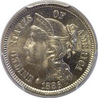 1886 3c Nickel Three Cent Pcgs Pr-66   Cac