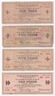 1942 Us Philippines 1  2  5   10 Pesos Negros Occidental Ww2 Emergency Notes