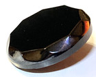 Vintage Black Glass Button Self Shank Curved Faceted Edge 7 8 