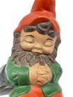 Vintage Ceramic Garden Gnome 1970s Crawling Elf Pixie Green Red 9  Mystical