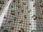 Valance In Blue Gingham Check With Red Cherries  Vintage Retro Style  New  Handm