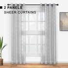 Silver Grey Sheer Curtains 84 Inches Long 2 Panels Metallic Silver Sheer Curt   