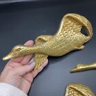 3 Vtg Carved Wooden Wall Hanging Ducks Wildfowl Art Wood Gold Paint Decor Flying