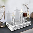 Wocred Mirror Perfume Tray Fits Dresser Bedroom crushed Diamond Bathroom Tray   