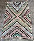 Fabulous Vintage 1940s Navajo Rare And Fine Colorful Handmade Rug 33    X 54   