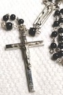 Antique Ebony Bead Creed Sterling Silver Rosary Virgin Mary Center