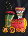 Vintage Felt Sequins Christmas Train Ornament Steam Engine Choo Choo Handmade