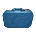 Vintage Blue Suitcase Faux Leather Travel Case Luggage Retro Mercury Brand 1960s
